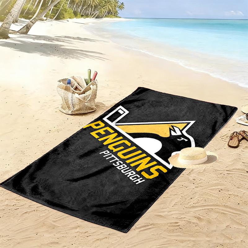 Pittsburgh Penguins Print Beach Towel, Large Soft Quick Dry Towel for Beach Camping Swimming