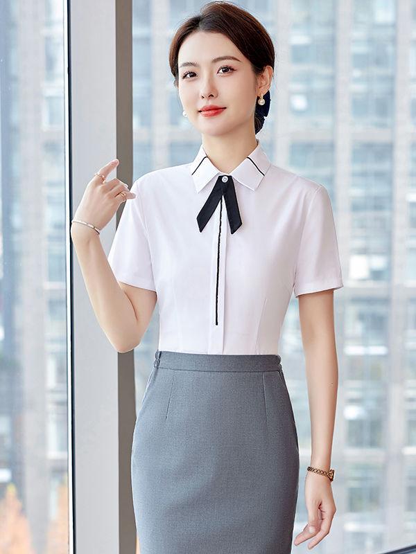 Women's Short Sleeve White Shirt for Work and Interviews - New Spring Arrival