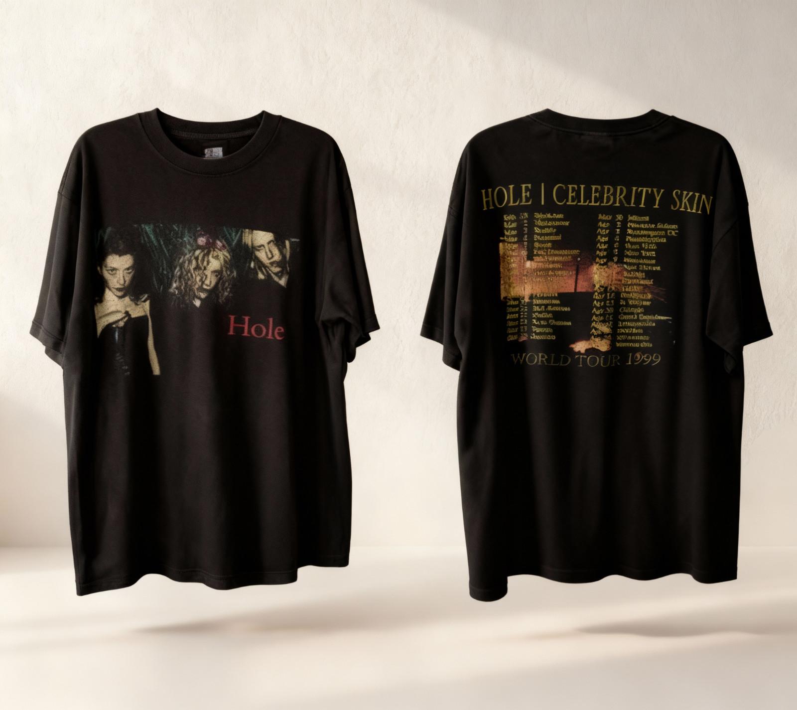 Hole Celebrity Skin Tour Concert Band Courtney Love 1999 Black T shirt NWT L