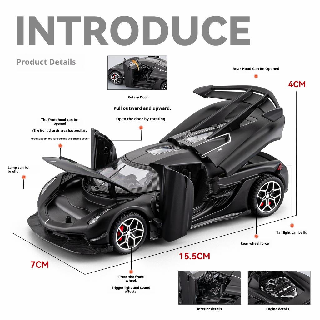 1:32 Koenigsegg Jesko Alloy Car Model Children's Sports Car Car Model Ornaments Toy Car Boy Gift