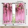 2pcs- Noble Pink Rose Polyester Curtains, Pole Bag Curtains 42*84, Bedroom, Living Room, Home Room Decoration