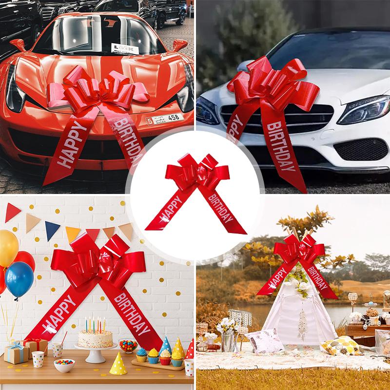 30 Zoll Große Rote Schleife Riesiges PP-Band Extra Große Schleife Auto Geburtstag Hochzeitsfeier Geschenke DIY Deko Handgezogene Blume