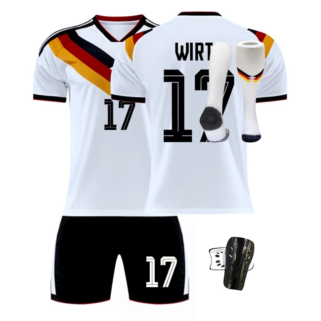 Men's Soccer Jersey Set Includes Short Sleeve Shirt Shorts Shin Guards and Socks Suitable for Sports Training and Matches