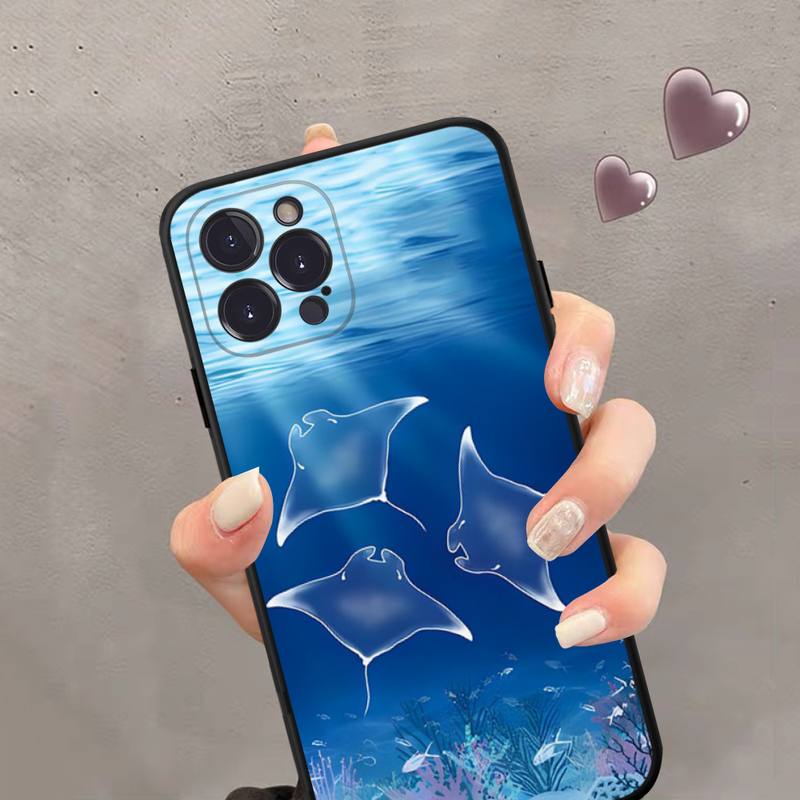 Manta Ray Phone Case Silicone Soft For Iphone 14 13 12 11 Pro Mini XS MAX 8 7 6 Plus X 2020 XR Shell