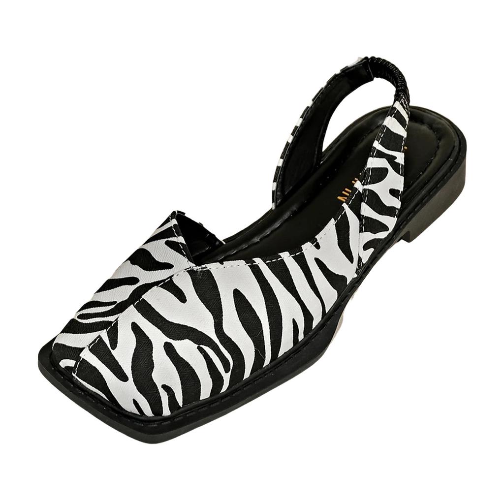 Sandales pour femmes Mode femme Été Couleur unie Bout carré Côté creux Chaussures arrière Talon bas élastique Décontracté Zapatos Para Mujer