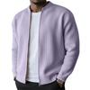Cardigan da uomo con zip intera a coste - Tessuto a maglia morbida, Collo alto, Vestibilità rilassata per l'uso quotidiano e casual