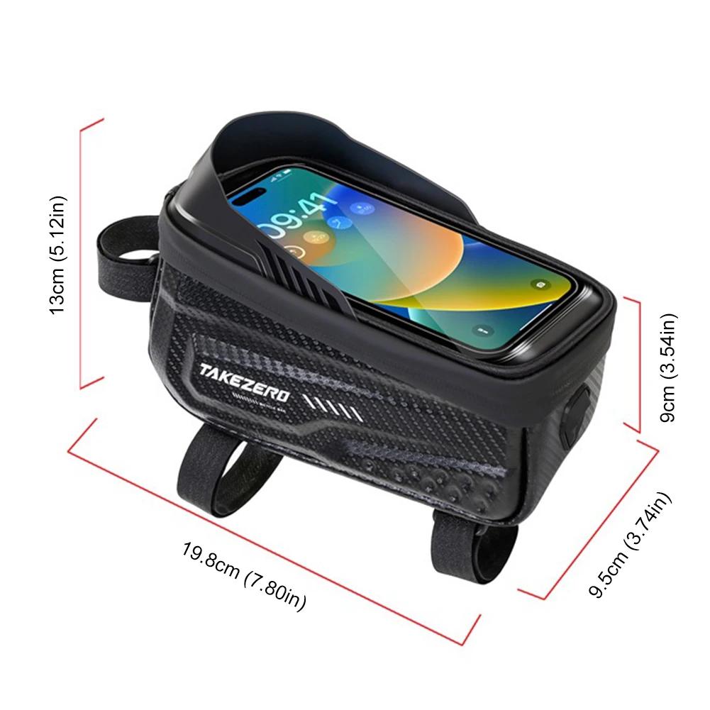 1L Bike Bag Front Bicycle Frame Bag Waterproof Phone Touch Screen Case Top Tube Cycling Bag Reflective Outdoor Cycling Gear