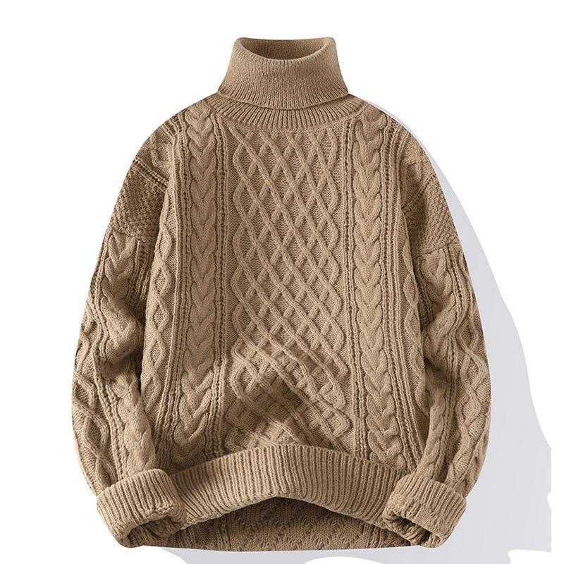 Sweater Men's 2 New Crew Neck Sweater Winter Solid Color Premium Knitted Sweater Couple Twisted Pullover Sweater