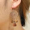 3pcs Brown Earrings+Necklace Zircon Set Tassel Hollow Out Ornaments Pendent Necklace Sweater Chain Daily Wear Gifts