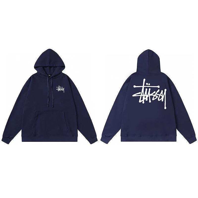 Stussy Mens Hooded Sweatshirt Casual Loose Fit Streetwear Printed Pullover