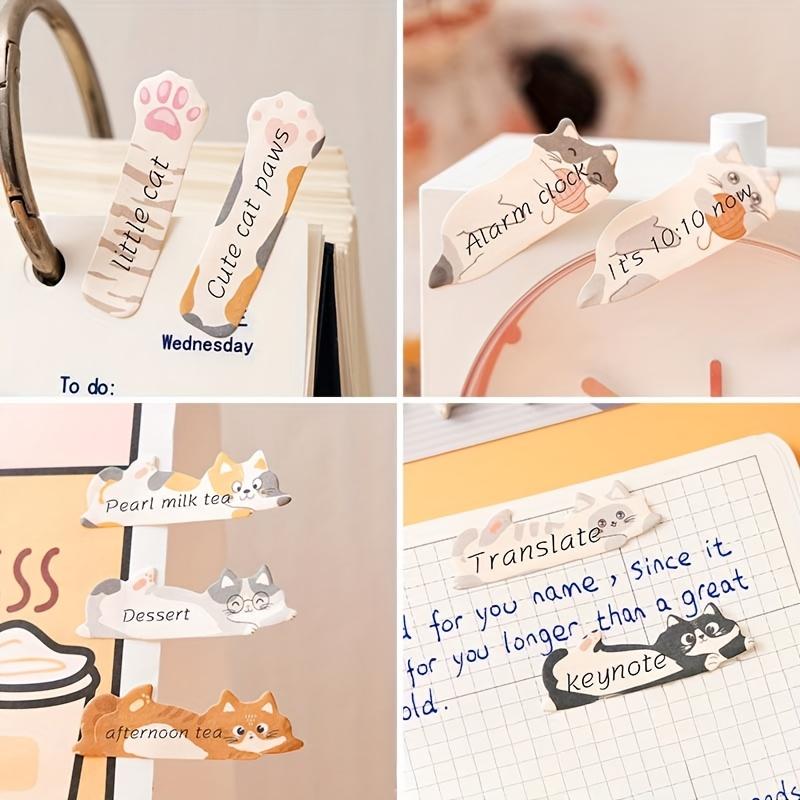 4pcs Kawaii Cat & Puppy Shaped Memo Stickers Self-Adhesive Cartoon Index Labels Sticky Notes Creative Classification Pad