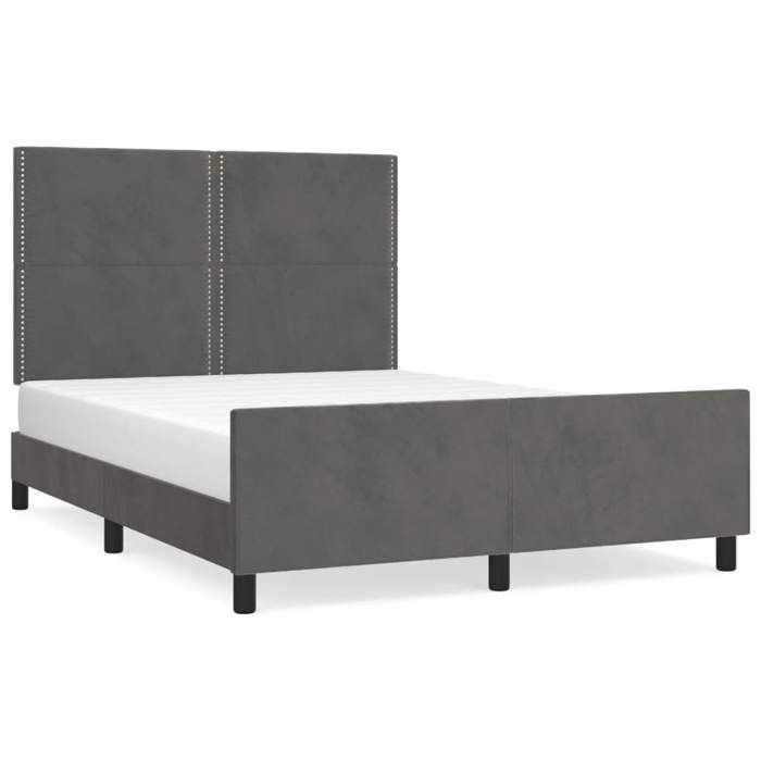 VidaXL Cadre de lit avec tête de lit Gris foncé 140x190 cm Velours3125691