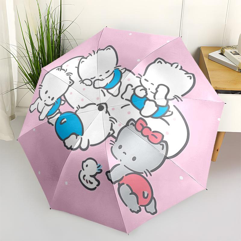 

1pc Hello Kitty Automatic Opening/Closing Umbrella with Convenient Three-Fold Design, 8-Bone Iron Frame Outdoor Umbrella, Perfect Gift for Fans, Trave