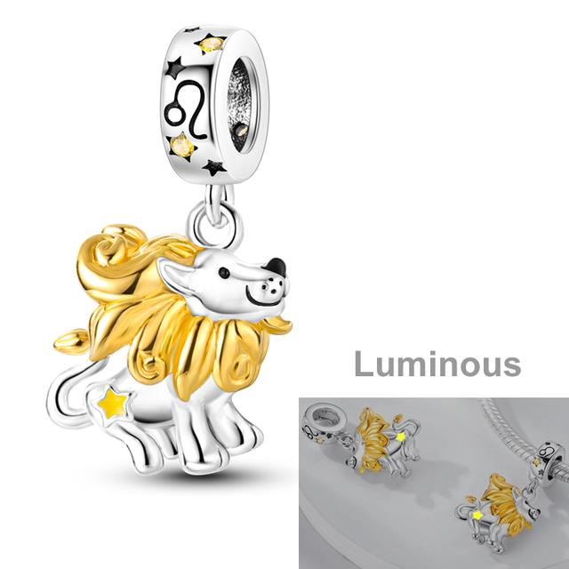 Luminous Charms Beads 925 Silver Constellations Firefly Jellyfish Bulb Star Moon Dangle Fit Original Bracelet Jewelry
