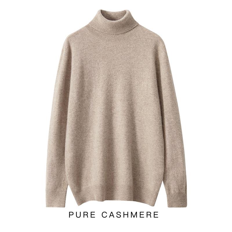 Men's Seamless High Neck 100% Cashmere Sweater - Versatile Autumn/Winter Knitwear