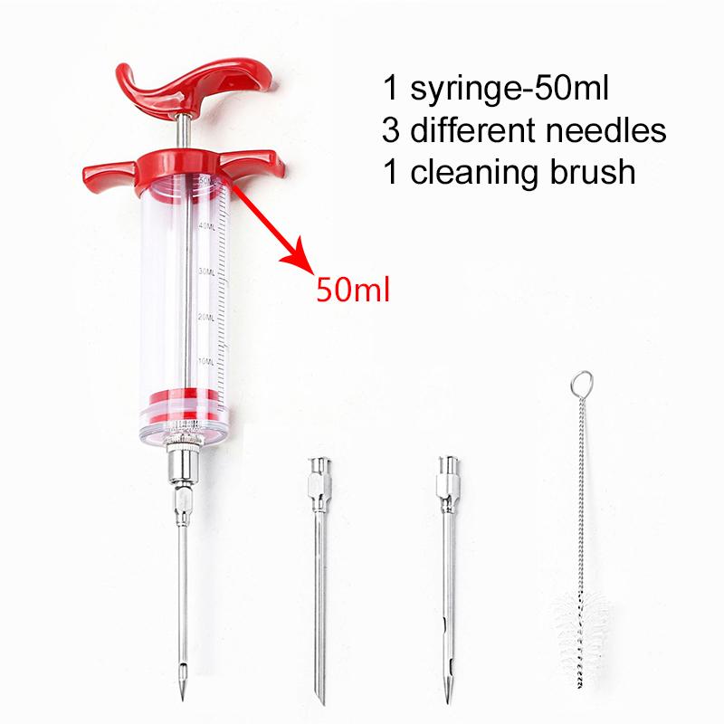 30/50ml Marinade Injector with Needle Plastic Seasoning And Baking Sauce Turkey Syringe Kitchen Meat Tools for Smoked BBQ TMZ