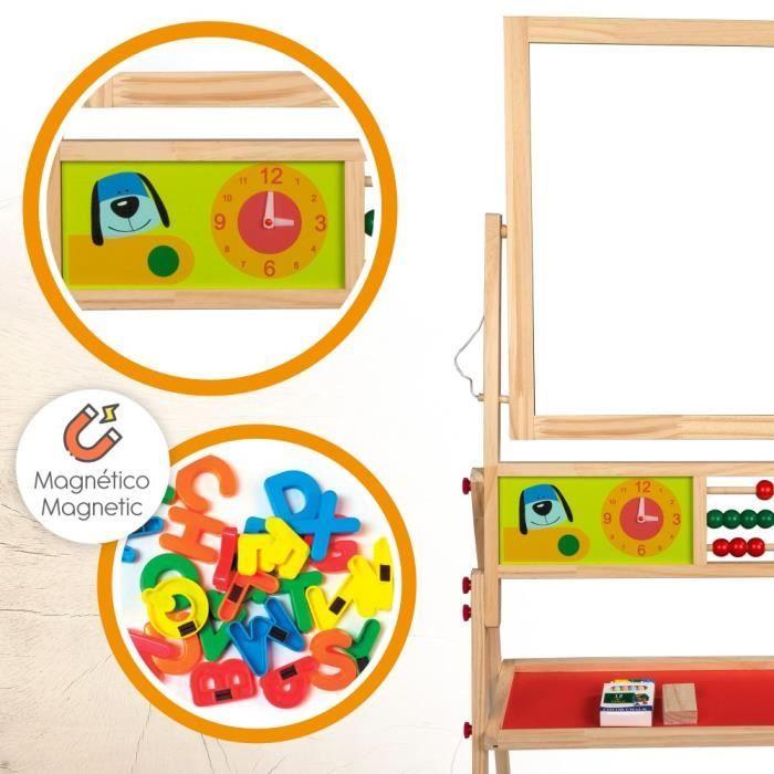 Tableau Magnétique 2 En 1 - WOOMAX - 66x38x110 Cm - Avec Boulier Et Horloge - Pour Enfants À Partir De 3 Ans