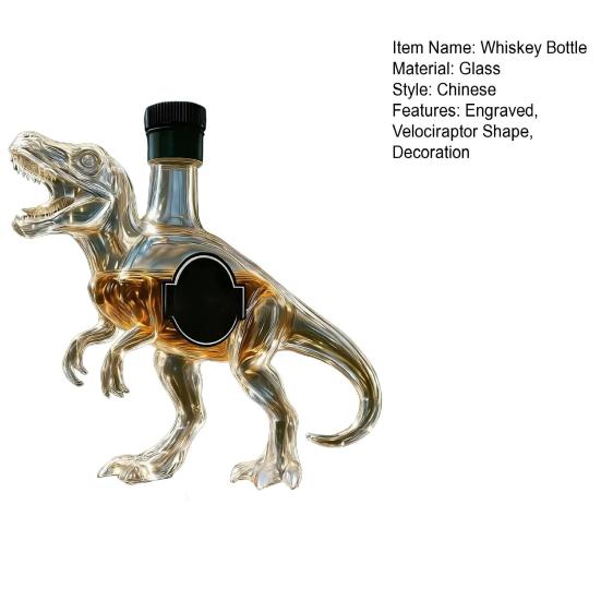 Yousheng 350ML Láhev na whisky Velociraptor Rytá sklenice na whisky ve tvaru dinosaura Karafa na víno Domácí kuchyně Barová dekorace Dárek pro nadšence do dinosauřů