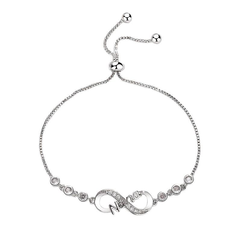 Unendliche Liegesschleife Verstellbares Zugkettenarmband für Damen Mit Zirkonsteinen Personalisierter Modeschmuck Geschenk