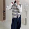 Striped Knitted Cardigan Vest Women's Spring and Autumn Loose Outer Wear Stacked Shirt Vest Sweater Vest Top