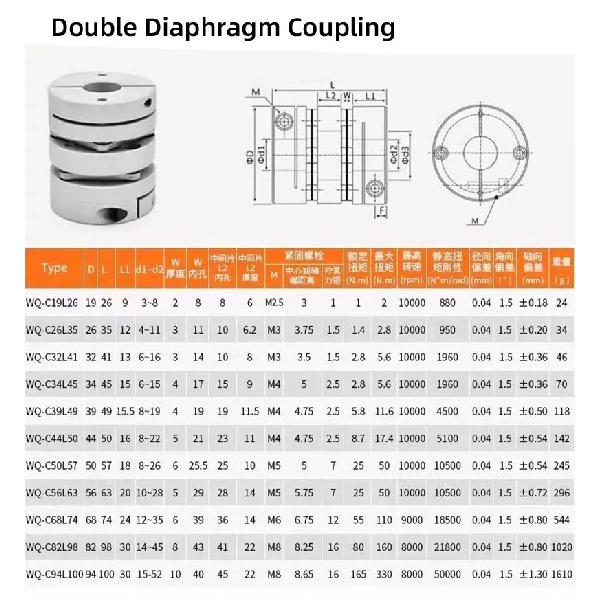 1pc Aluminum Alloy D34L45 Double Diaphragm Coupling Elastic Connector D34mm L45mm Ball Screw Step Servo Motor Encoder Computer