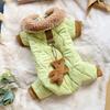 Dog Warm Clothes Green Thick-Warmed One-Piece Small Medium Dog Teddy Bear Ornament with Button Pet Four-legged Clothing Coat