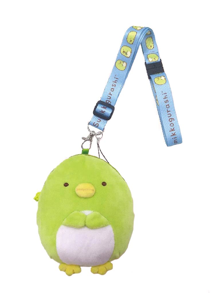 

Sumikkogurashi Stuffed toy coin case with neck strap Green SG 1482 GRN Penguin