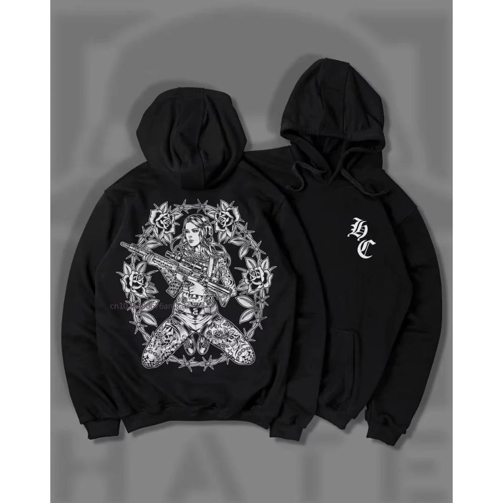 Solid Color Pullover Hoodie Men Women American Street Tide Personalized Pattern Printing Sports Hoodie Spring Loose Couple Tops