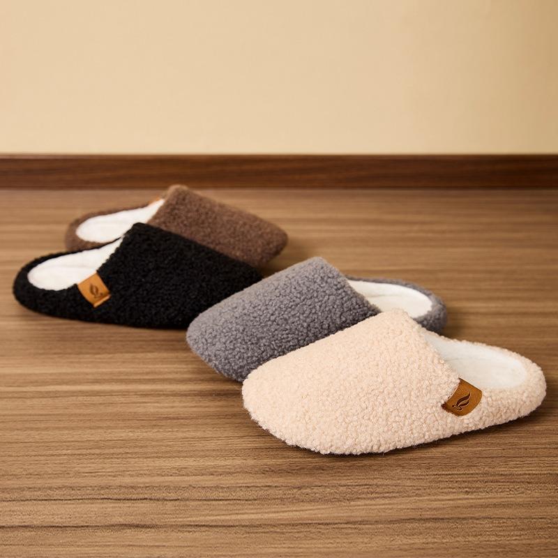 Hot-selling indoor soft-soled fluffy slippers winter home use piled warm couple cotton slippers non-slip cotton shoes