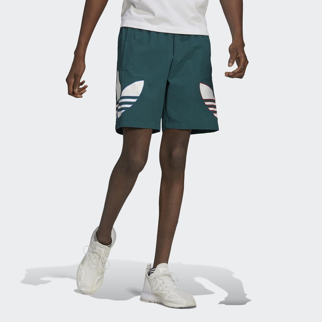 Adidas Originals Trefoil Tricolor Short Logo Print Quick-Dry Training Shorts Men Bottoms Green H09358