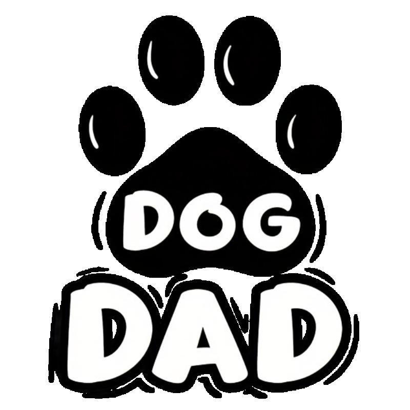 Dog Dad T Shirt Black Paw Print and Text Design forPaw PrintCasual Wear