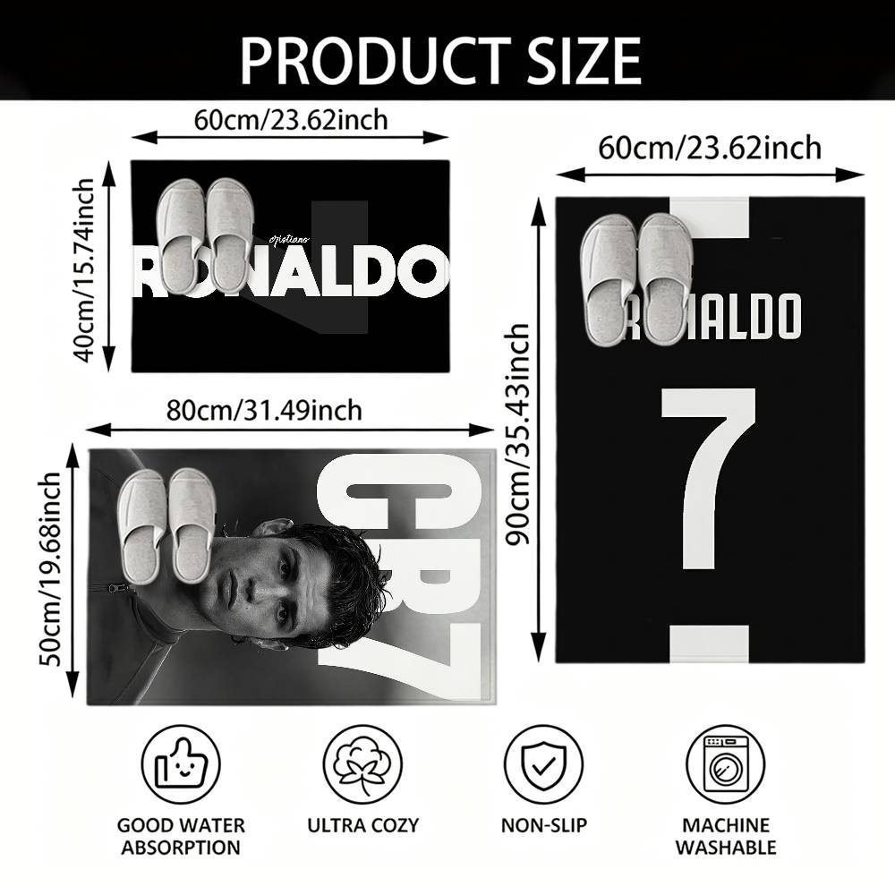 C-CR7 Football Ronaldo Floor Mat Soft Non Slip for Entry Door Bathroom Indoor Home Decorative Carpet