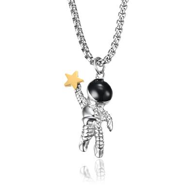 Qianfeng New Star Picking Astronaut Titanium Steel Pendant Protects Golden Dreams Star Picking Necklace