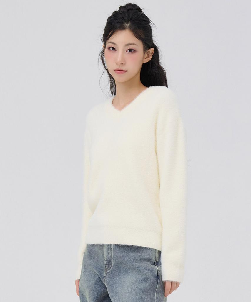 CHASECULT Women'S V-Neck Winged Sweater - Ivory