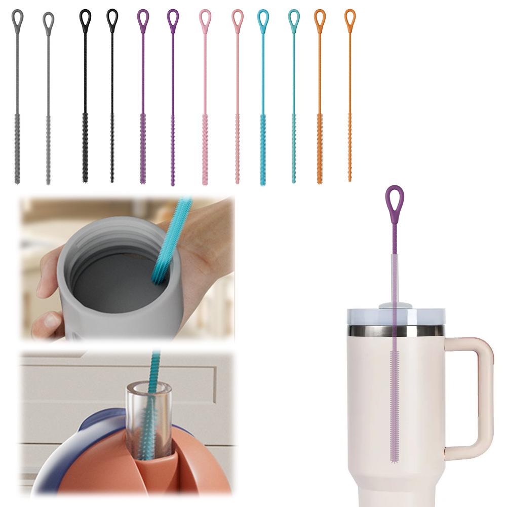 Straw Cleaner Brush Extra Long Silicone for Stanley Cups Reusable Straws Deep Cleaning Reusable Straw Cleaner Bottle Brush E6T7