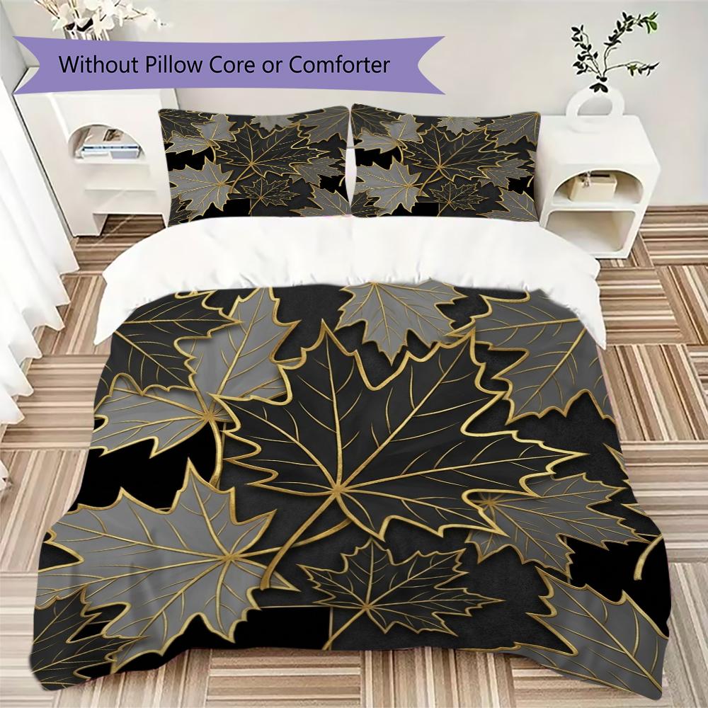 Leaf Pattern Bedding uilt Set uilt Cover Pillowcase Home Decoration Birthday Gift (1 * duvet cover + 2 * pillowcase without core)62