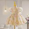 Colorful Puff Sleeve Bowknot Princess Dress for Baby Girls