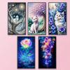 Kočka Květina 5D DIY Plný Vrták Kulaté Diamantové Malování Kit pro Domácí Nástěnnou Dekoraci