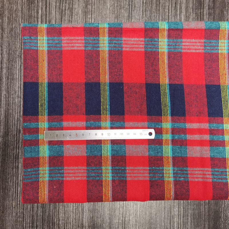 Spot Color-Woven Plaid Jacquard Fabric for Children's Autumn/Winter Brushed Polyester-Cotton Shirts