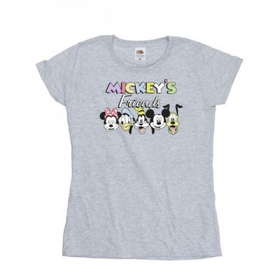 Camiseta feminina/senhora Mickey Mouse e amigos enfrenta algodão