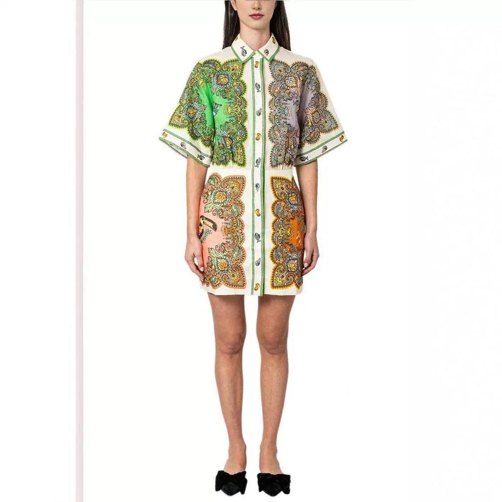 Trendy European & American Printed Cotton Linen Shirt Dress - Casual Slim Fit