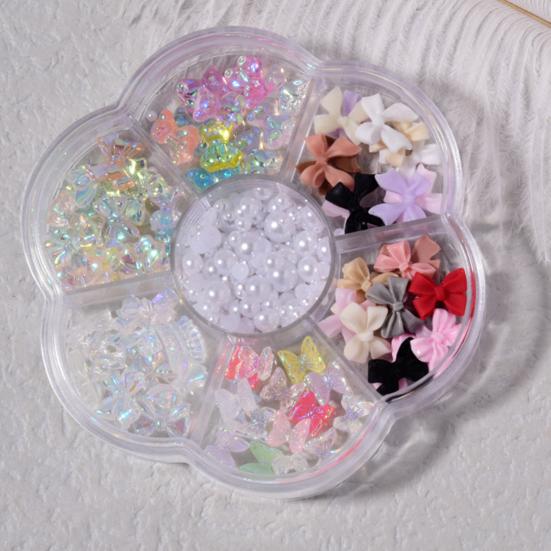 Yousheng 1 Box Nail Decorations Bow-knot Bears Faux Pearl DIY Crafts Creative Nail Art Rhinestones Jewelry for Nail Design