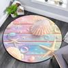 Seashells Starfish Round Area Rug,Carpet Rug for Living Room Bedroom Sofa Playroom Decor,Non-slip Floor Mat