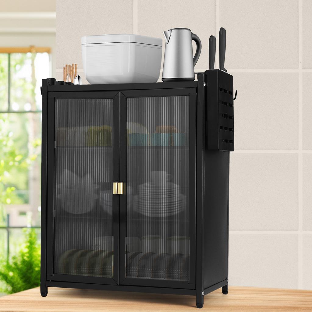 3-Tier Kitchen Storage Cabinet Steel Over The Sink Dish Drying Rack Large Over The Sink Dish Rack with Cover Kitchen Drain Shelf