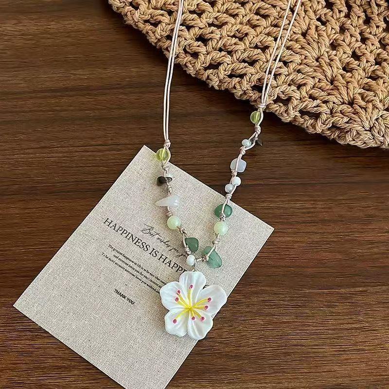 Long beaded starfish flower handwoven necklace women's seaside island vacation style versatile collarbone chain accessories