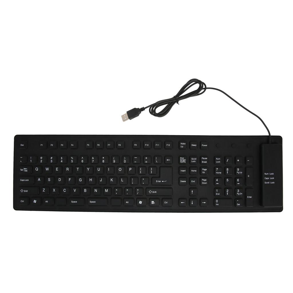 109 Keys Foldable Silicone Keyboard Quiet Waterproof Dustproof USB Wired Flexible Keyboard for Desktop Laptop Home