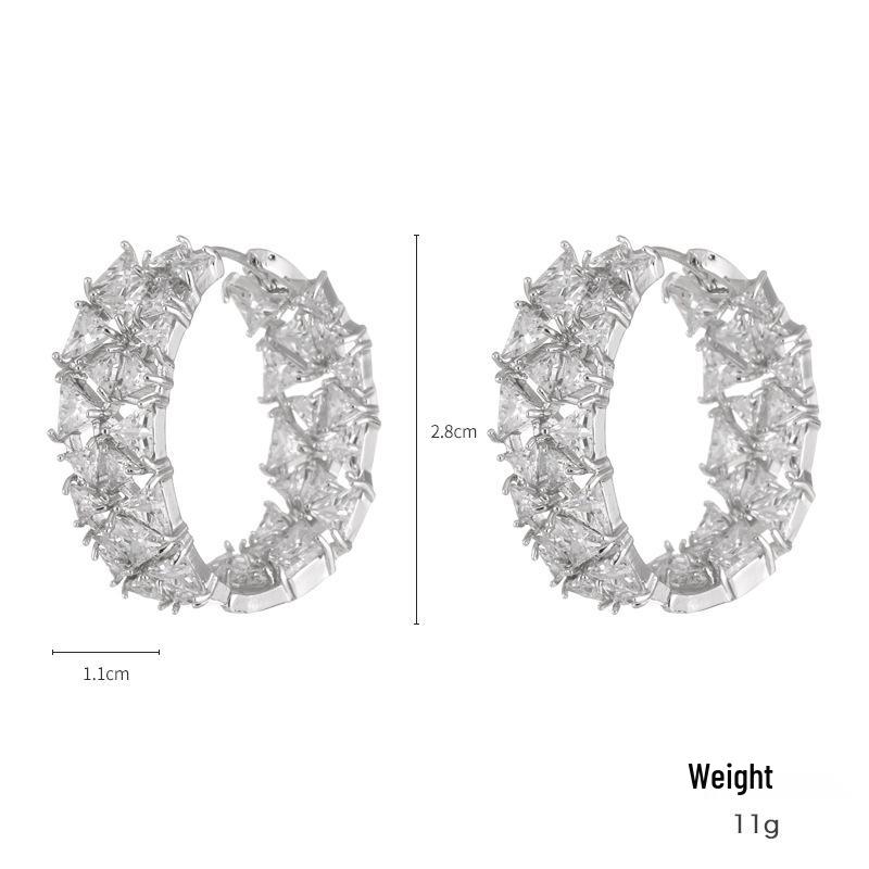 

Kenjie Copper-Plated Zircon Hoop Earrings with Gold Inlay & S925 Silver Needle - Summer Collection