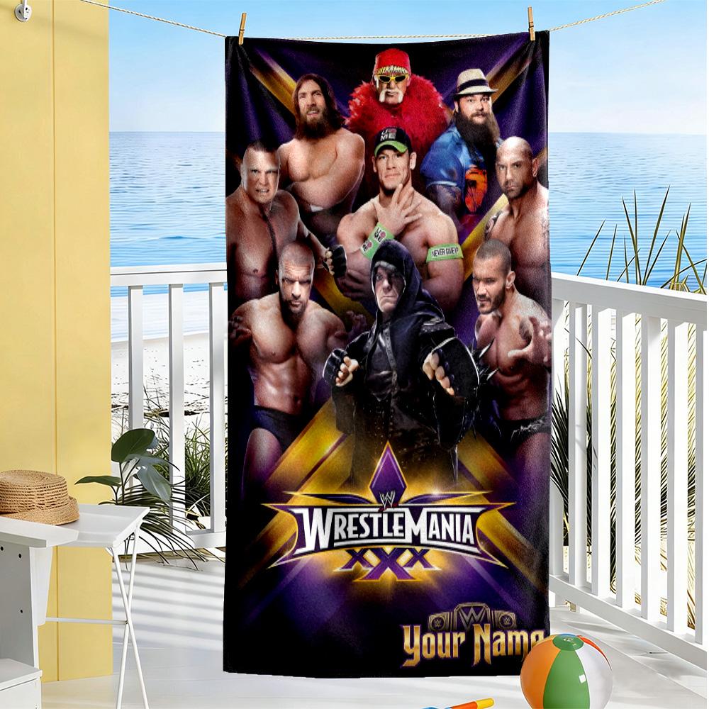 Wrestlemania Customizable Name Beach Towel Soft Durable Quick-Dry Portable for SwimmingBeachCamping Travel Beach AccessoriesGym