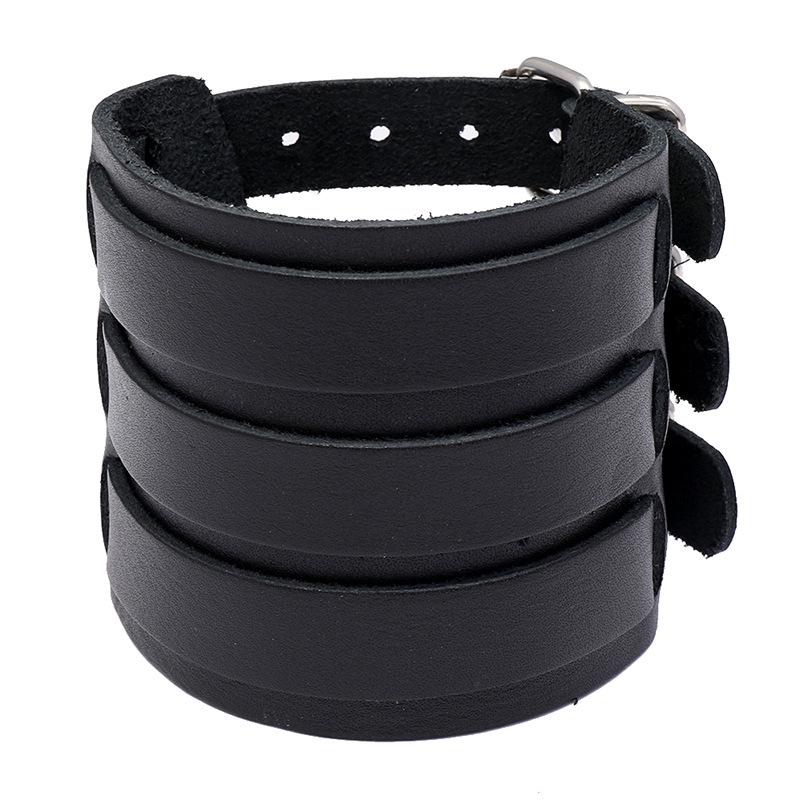 European & American Men s Punk-Style Retro Cowhide Bracelet - Trendy Motorcycle-Inspired Jewelry