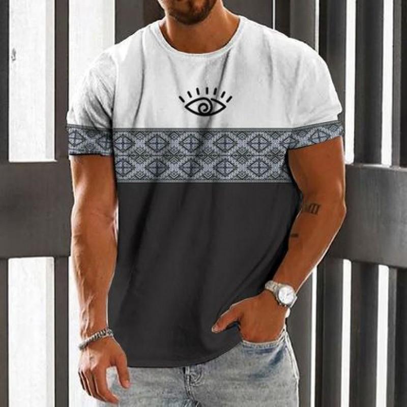 2026 Mens Streetwear Graphic Tee 3D Skull Print Loose Fit Crew Neck Short Sleeve Cotton T-Shirt